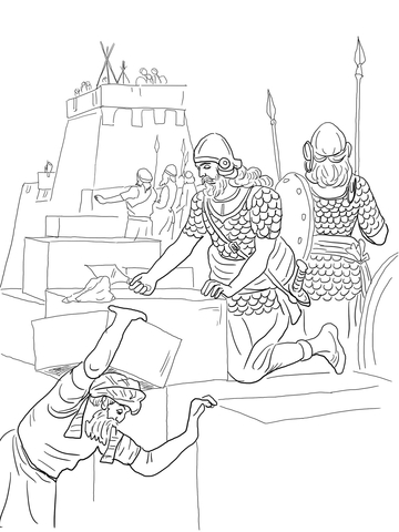 Nehemiah Builds The Walls And Tower Of Jerusalem Coloring Page